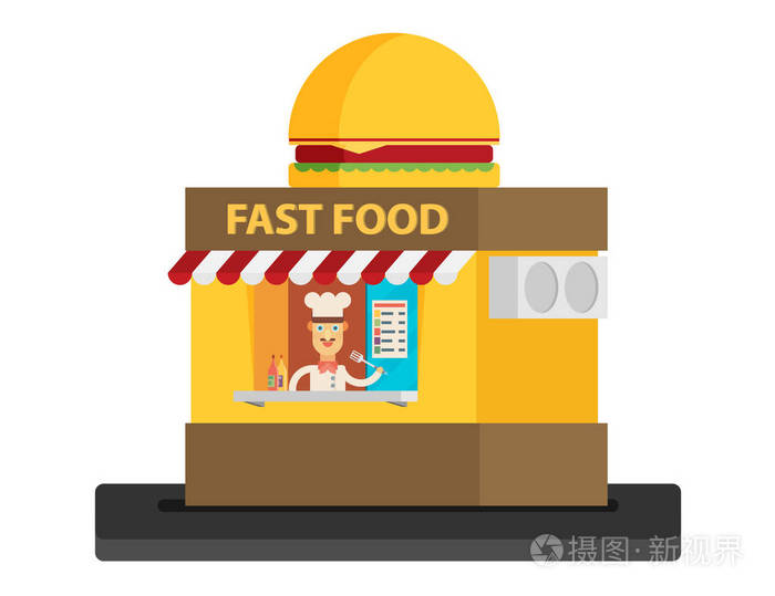 快餐店插图平矢量