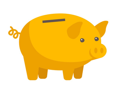 黄色小猪银行矢量卡通插图