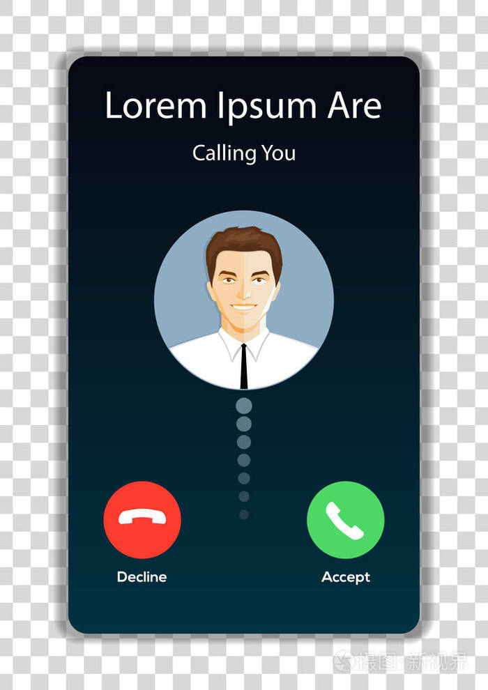 有来电的智能手机屏幕.矢量插图