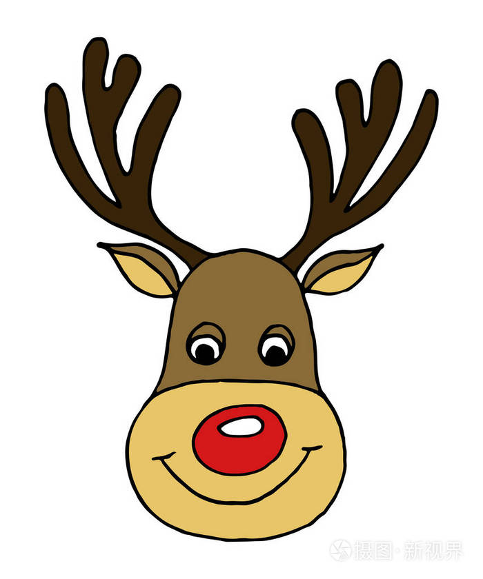 矢量涂鸦手画可爱的鹿头野生动物