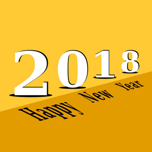 黄色新年明信片新年快乐2018数字流行艺术风格明信片.