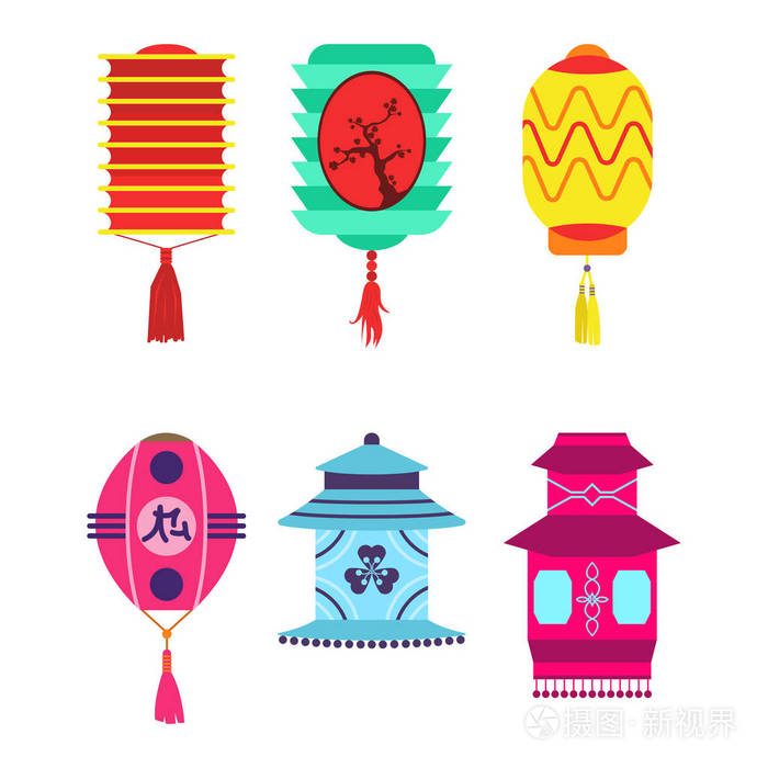 中国花灯采集矢量定纸节日庆祝图形中国庆典标志