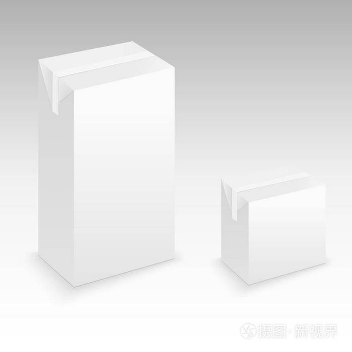 牛奶或果汁纸盒包装盒白色空白隔离矢量