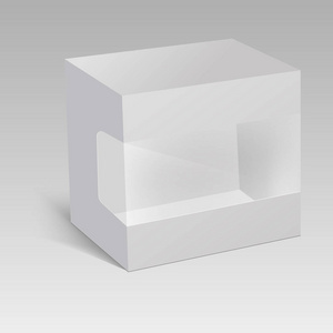 空白立式纸盒包装, 用于三明治食品礼品或其它带有塑料窗的产品。矢量插图
