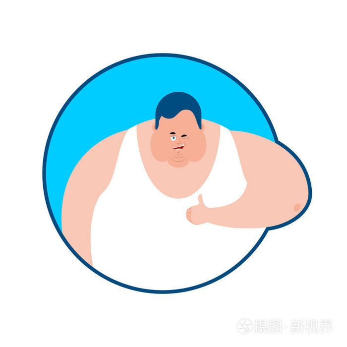 胖子竖起大拇指眨表情粗壮的家伙快乐表情大男人v