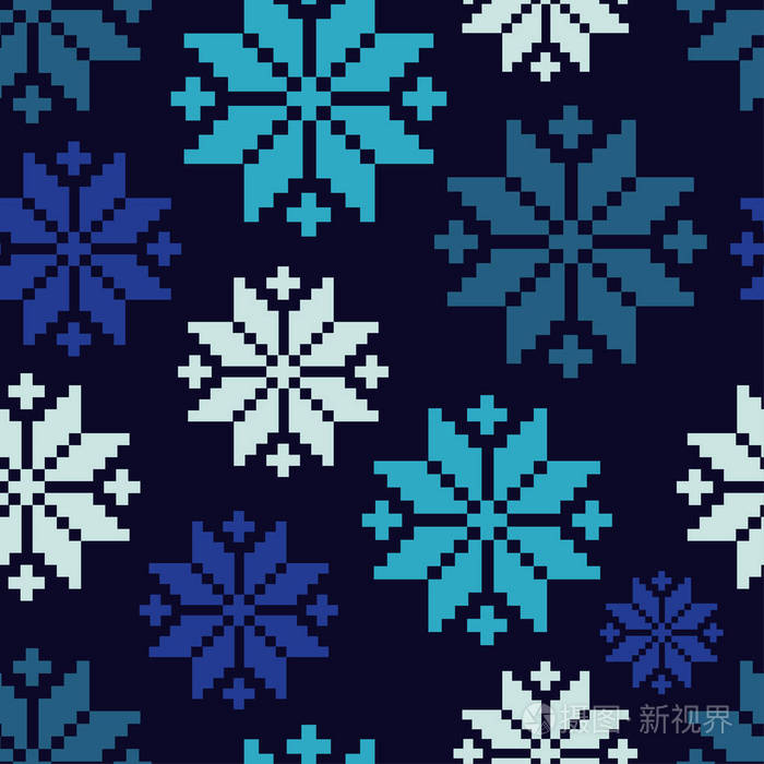 像素雪花.冬季模式.纺织品和谐