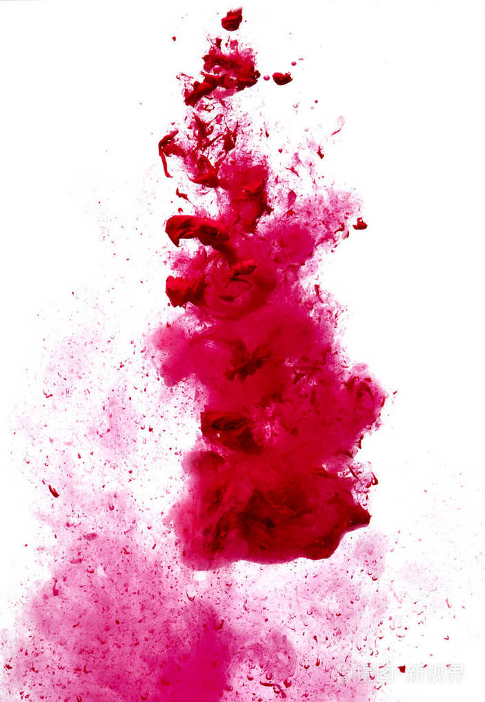 水颜色液体中的红色颜料