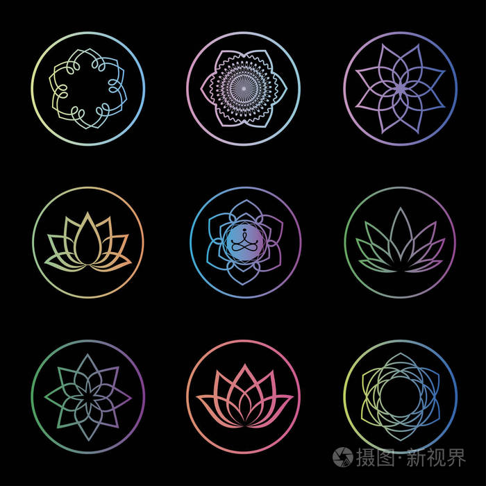 莲花标志抽象美容院化妆品品牌线性风格.