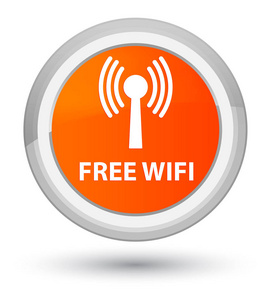免费 wifi wlan 网络 黄金橙色圆形按钮