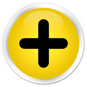 加号图标黄色圆形按钮照片