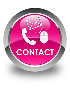 联系 电话电子邮件和鼠标图标 粉红色光泽圆形按钮