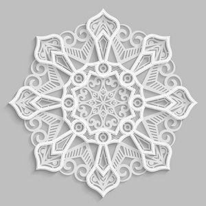 3d 曼荼罗,圆对称的镂空图案,装饰雪花, 阿拉伯文装饰,装饰设计元素