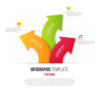 信息与3选项分支圆形箭头。矢量 tem