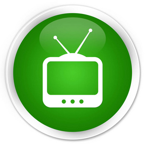 电视图标高级绿色圆形按钮