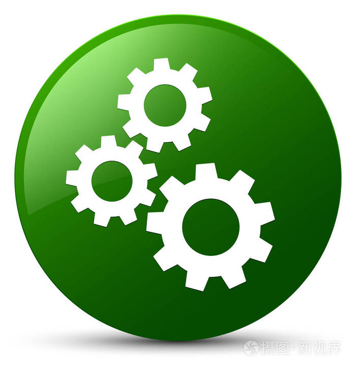 齿轮图标绿色圆形按钮照片-正版商用图片0zyhpm-摄图新视界