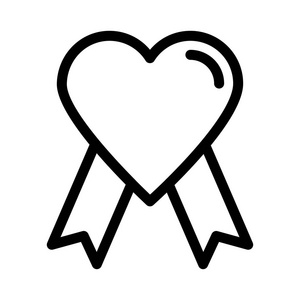 心徽章粗线矢量图标照片