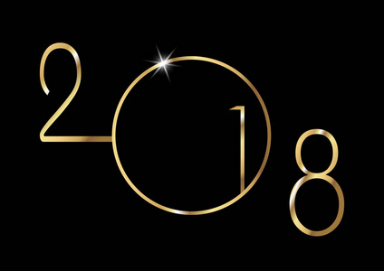 2018愉快的新年以金子纹理, 现代背景, 媒介隔绝或黑色背景, 元素为日历和贺卡