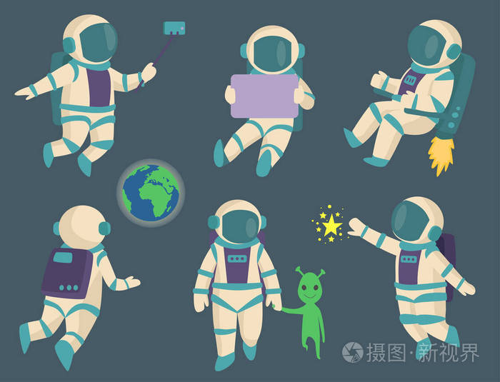 矢量宇航员在太空,工作性质和娱乐太空人星系大气系统幻想旅行人