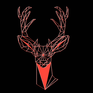 一只鹿的圣诞节几何轮廓画像