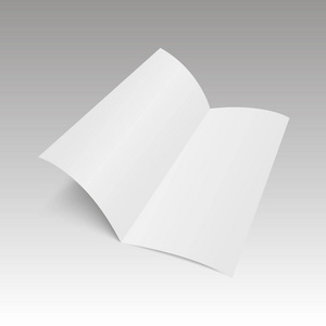 空白折叠纸小册子与阴影。为您的设计准备好模拟模板。矢量