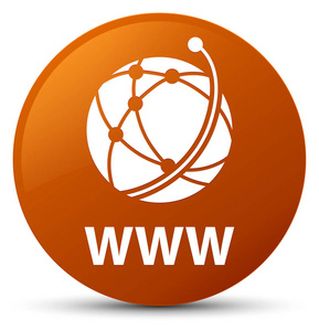 Www 全球网络图标 棕色圆形按钮