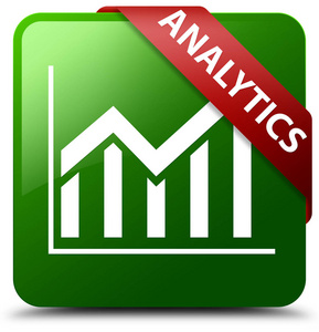 分析 统计图标 绿色方形按钮红丝带在 co