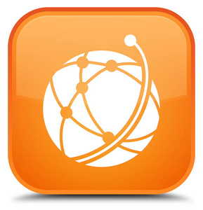 全球网络图标特殊橙色方形按钮