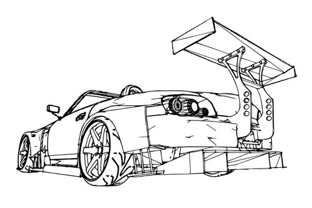 跑车手绘线型图形中的股票插图