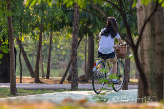 人们在公园锻炼的自行车自行车