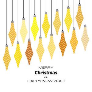 圣诞快乐和新年快乐背景与黄色的圣诞球
