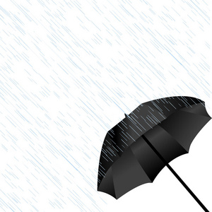 黑色的雨伞，在雨中