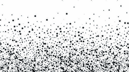 许多随机下落的星五彩纸屑在白色天空背景