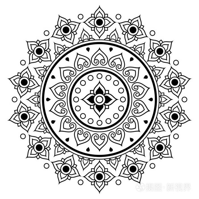 泰国矢量曼荼罗设计, traiditonal 民俗艺术 inpired 花圆形图案
