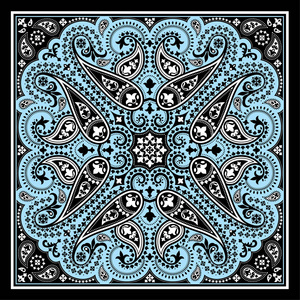 棉或丝绸头巾, 方巾方形图案设计, 东方风格面料照片