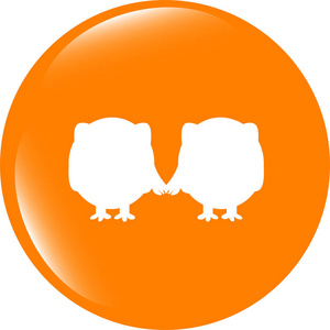 猫头鹰符号带有光泽孤立的网站和互联网 web 图标