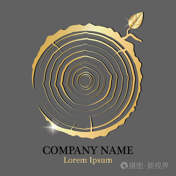 木头图标.年轮的树木生长.平面图标.矢量插图.标志