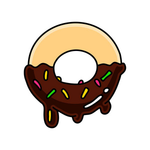 甜甜圈卡通彩色平面矢量食品插图装饰和设计孤立的白色背景3