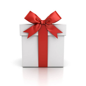 礼品盒, 带反射的红色丝带蝴蝶结的礼物盒