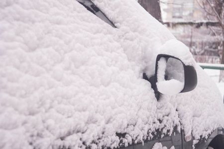 汽车门处理冬季霜冻雪花片冰晶图片