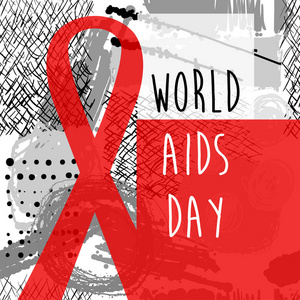 世界艾滋病日红丝带网横幅背景。12月1日意识世界日。艾滋病毒艾滋病丝带标志或徽章矢量背景设计模板横幅或海报