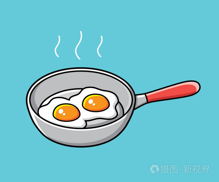 在平底锅煎的鸡蛋