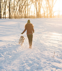 冬天的狗一名年轻女子的画像走