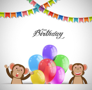 猴子和气球的生日主题图片