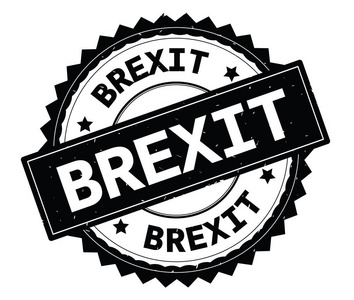 Brexit 黑色文本圆形图章, 带有锯齿字形边框