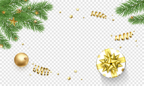 圣诞新年贺卡背景模板金色的星星五彩纸屑礼品礼物装饰品
