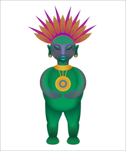 古代玛雅部落的雕像, 卡通风格照片