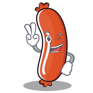 双手指香肠卡通风格照片