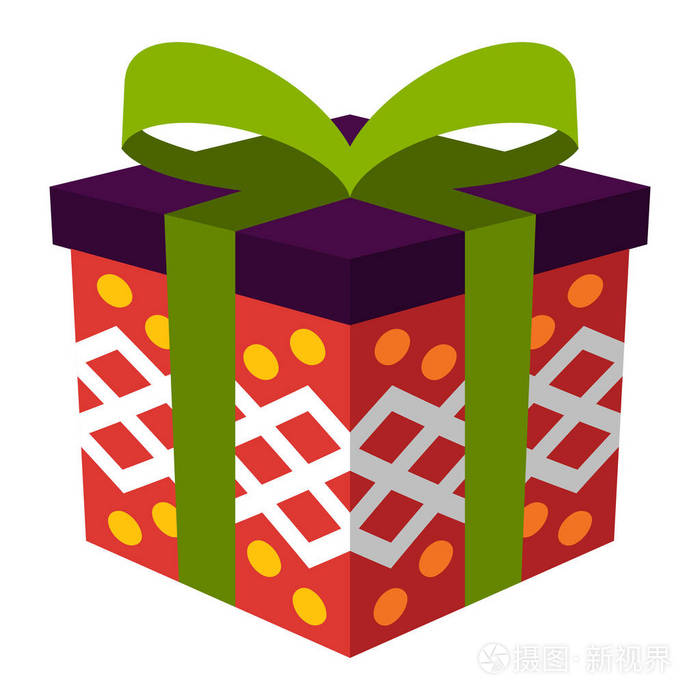 彩色礼品盒图标, 平面设计风格, 平面色彩