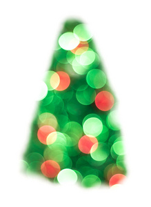 绿色圣诞灯冷杉树散明亮的散背景创造的圣诞灯