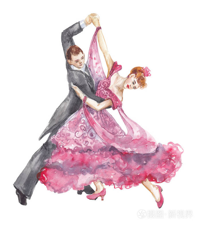 水彩舞蹈探戈